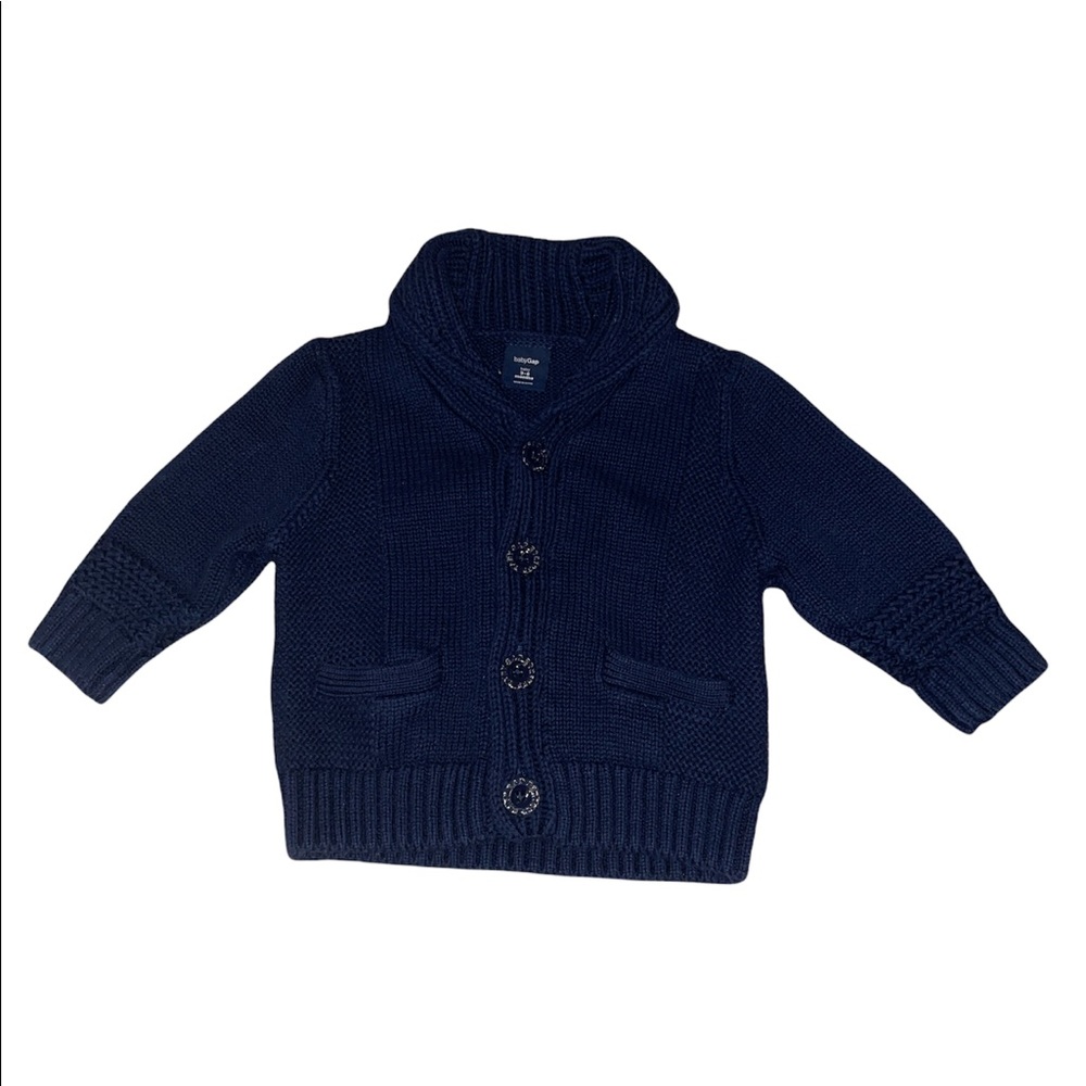 BabyGap navy button sweater with pockets